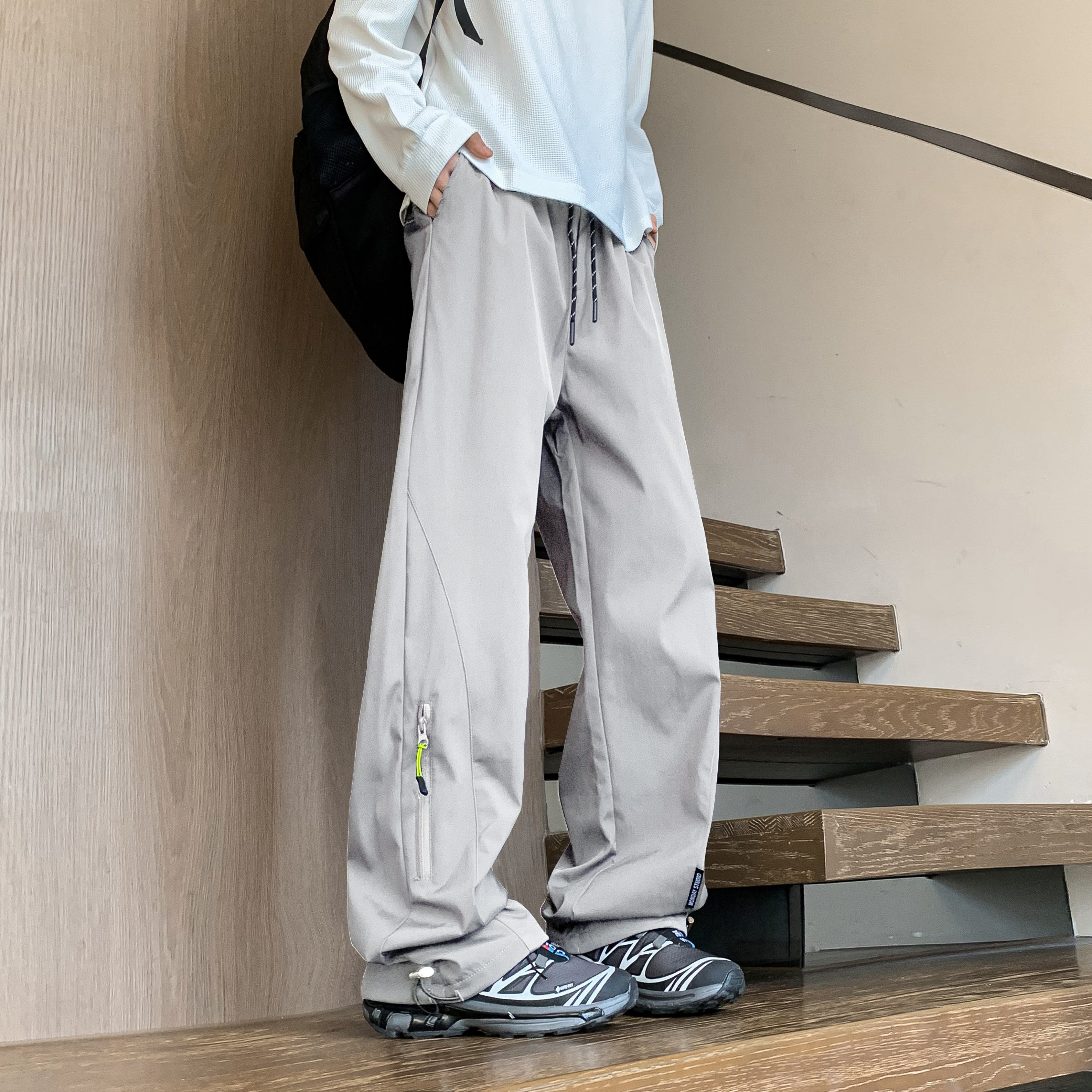 抖音/显瘦直筒裤秋季男款宽松冲锋裤休闲裤HK9333-1-P35,男装休闲裤,电商A232