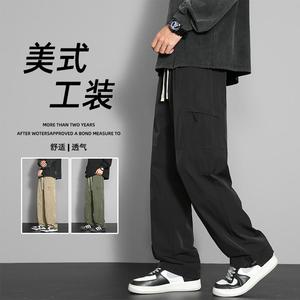 D-A232-YHK9223-P50美式软壳冲锋裤男宽松休闲裤男直筒裤拉链裤子图片