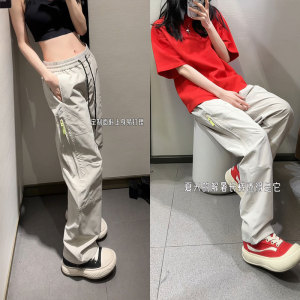 抖音/侧拉链拼接秋季新款休闲裤男女同款宽松裤子HK9612-P35图片