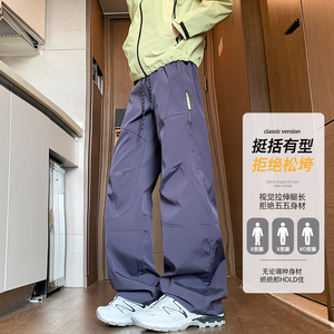 抖音/港风男女同款三防冲锋裤直筒大码休闲裤子HK9663-P35图片