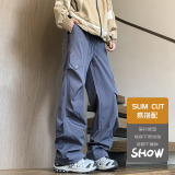 加绒加厚冲锋裤男女同款中性风休闲裤宽松直筒裤子HK9661-加绒P45，男装卫衣，电商A232