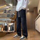 D-A232-HK9328-P40-牛仔裤男秋季潮流百搭复古宽松直筒阔腿裤，男装休闲裤，电商A232
