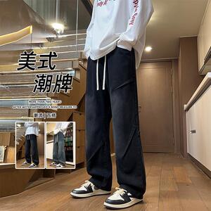 D-A232-HK9328-P40-牛仔裤男秋季潮流百搭复古宽松直筒阔腿裤图片