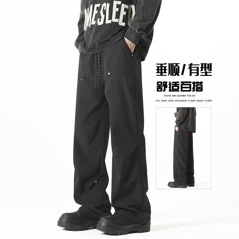D-A232-HK9571-P35复古纯色伐木裤男士春季潮牌宽松直筒休闲裤,男装休闲裤,电商A232