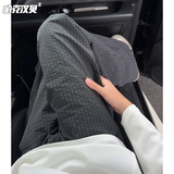 抖音/泡泡纱格子裤男女同款秋季直筒宽松休闲裤子HK9656-P38，男装休闲裤，电商A232
