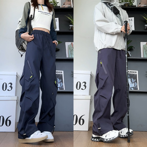 加绒裤子男冬季工装裤男女潮流三防冲锋裤宽松大码HK9662-加绒P45图片