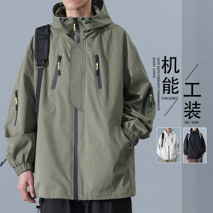 D-A232-HJK8102-P80-军绿色工装外套男士春秋季2025新款机能风图片