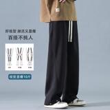 D-A232-HK9326加绒-P60灰色卫裤男款春秋季宽松阔腿裤休闲裤子男，男装休闲裤，电商A232