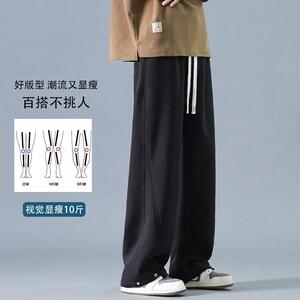 D-A232-HK9326加绒-P60灰色卫裤男款春秋季宽松阔腿裤休闲裤子男图片