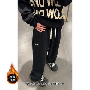 D-A232-HK9525加绒-P50大码裤子男款春秋季黑色垂感直筒裤男士图片