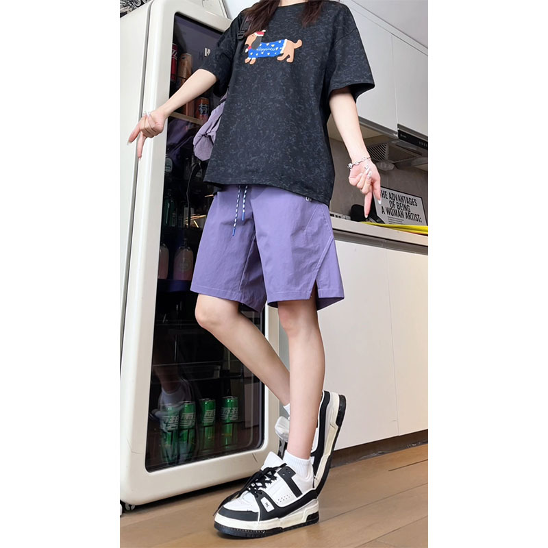 抖音/锦纶面料/拼接设计多巴胺色系夏季短裤男女裤HK9650-P28，男装牛仔裤，电商A232