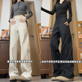 美式斜切显瘦弹力休闲长裤春季新款通勤洋气百搭宽松大码直筒裤子，男装休闲裤，电商A232