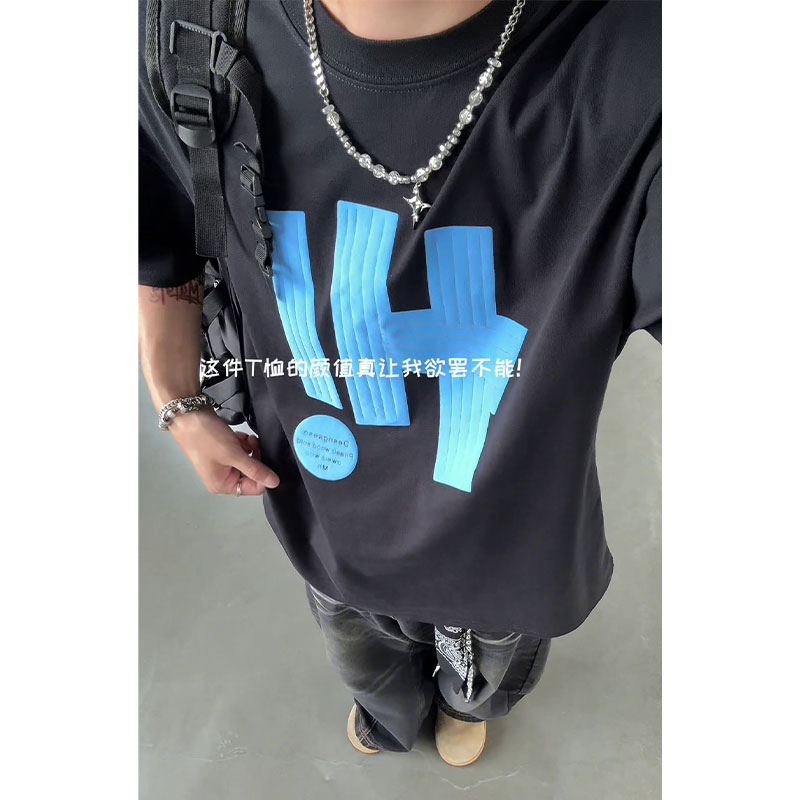 抖音直播主推/260克纯棉/夏季宽松印花短袖T恤/HT501-特批25，男装T恤，电商A232
