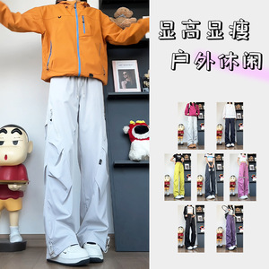 美式机能冲锋裤男女春季透气长裤高街百搭户外工装宽松大码休闲裤图片