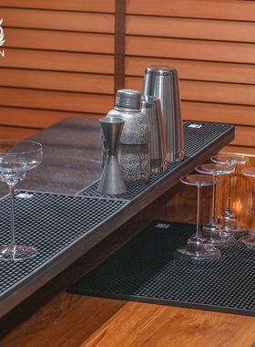 CRISON柯瑞森酒吧调酒长方大吧垫吧台防滑滤水胶垫工具酒杯沥水垫