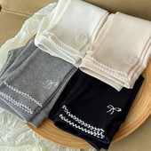 春季 宝宝刺绣长裤 外穿儿童弹力修身 子春夏薄款 显瘦白裤 女童打底裤