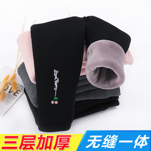 儿童棉裤女童三层加绒加厚打底裤冬季一条过冬小童宝宝外穿长裤子