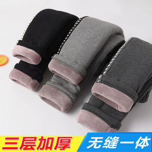 6岁小童宝宝外穿裤 3冬季 子北方 男女童三层加绒加厚打底裤 儿童棉裤