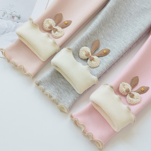 女童加绒打底裤春秋薄绒外穿儿童加厚裤子秋冬洋气宝宝一体保暖裤