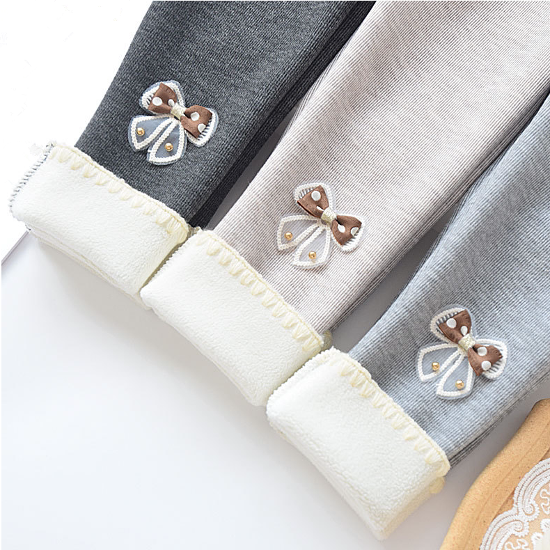 女童加绒裤子秋冬薄绒童装儿童打底裤秋季小孩宝宝一体绒裤保暖裤