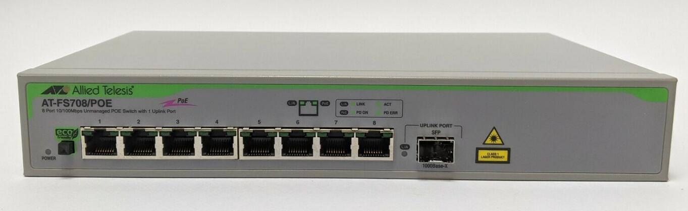 Allied Telesis AT-FS708/POE 库存全新POE交换机网络设备