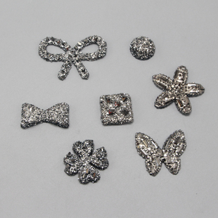 贴片DIY轻奢水钻蝴蝶结发夹高级满钻刘海夹侧边碎发配件材料发箍