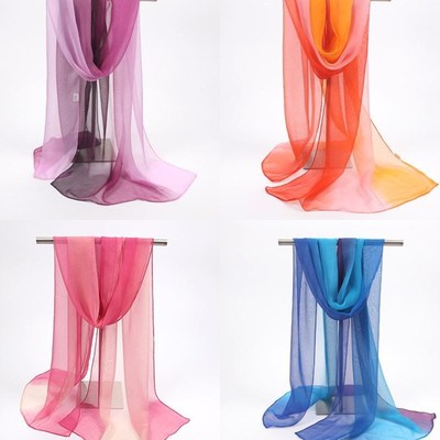 春夏秋冬渐变韩版女乔其纱丝巾批