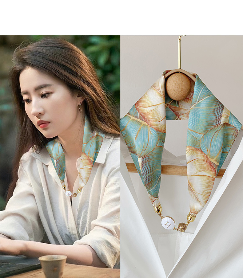 春夏秋珍珠韩版女磁吸扣丝巾礼品