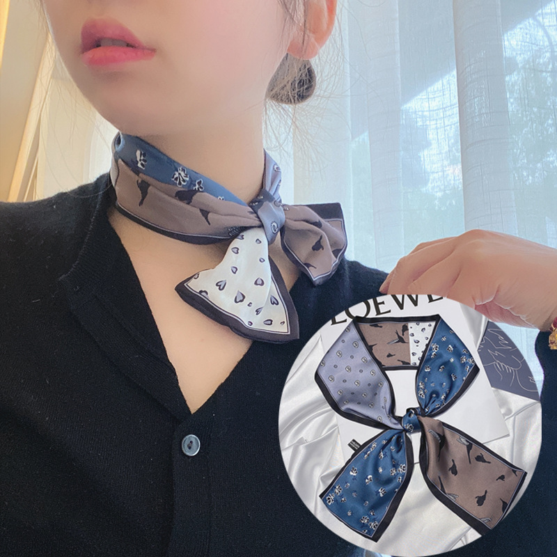 春夏秋冬印花韩版女缎面丝巾礼品