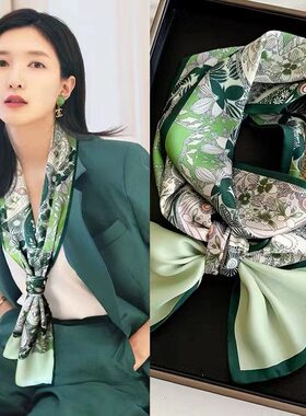 春夏秋冬印花韩版女缎面丝巾直销