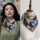 时尚 棉质丝巾磁吸扣百搭领巾春秋护颈高级感小围巾 方巾三角巾韩版