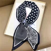 The slender and long silk scarf belt is versatile for all seasons, including spring, autumn and winter. It is a professional decoration scarf with a thousand bird pattern, a hair band, and can be used to tie bags and neckerchiefs thumbnail 2