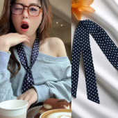 春夏ins风配饰复古黑色长条波点丝巾长围巾女腰带洋气系脖领巾礼