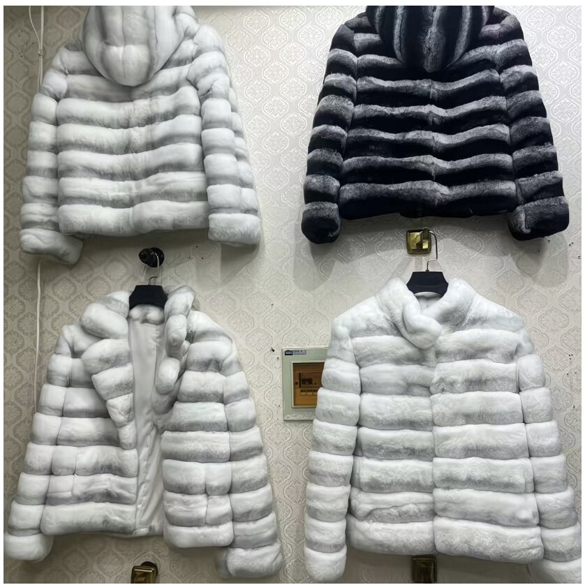 獭兔毛皮草外套青紫蓝龙猫女装大衣真皮草服饰渐变
