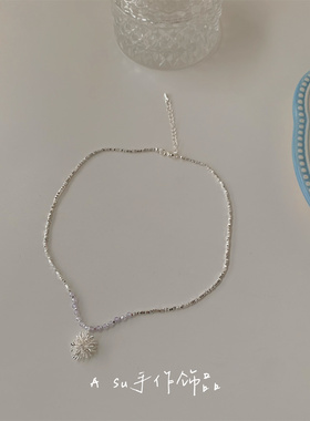 水晶串珠碎银镀银锁骨链项链