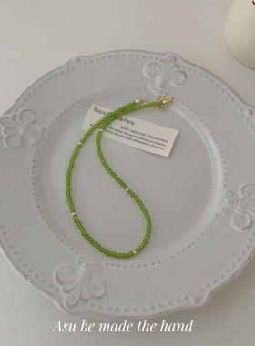 气质绿色水晶串珠项链女