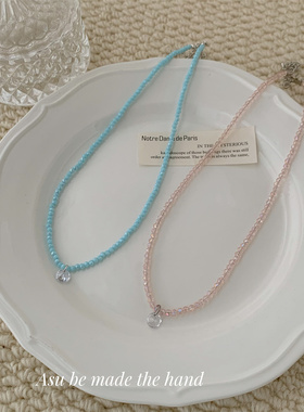 圆珠链水晶串珠项链女