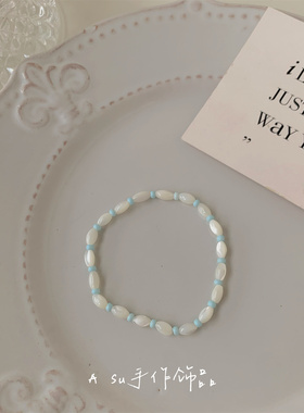 甜美贝珠串珠手链拼色