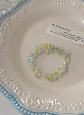 小清新彩色水晶花朵手链女