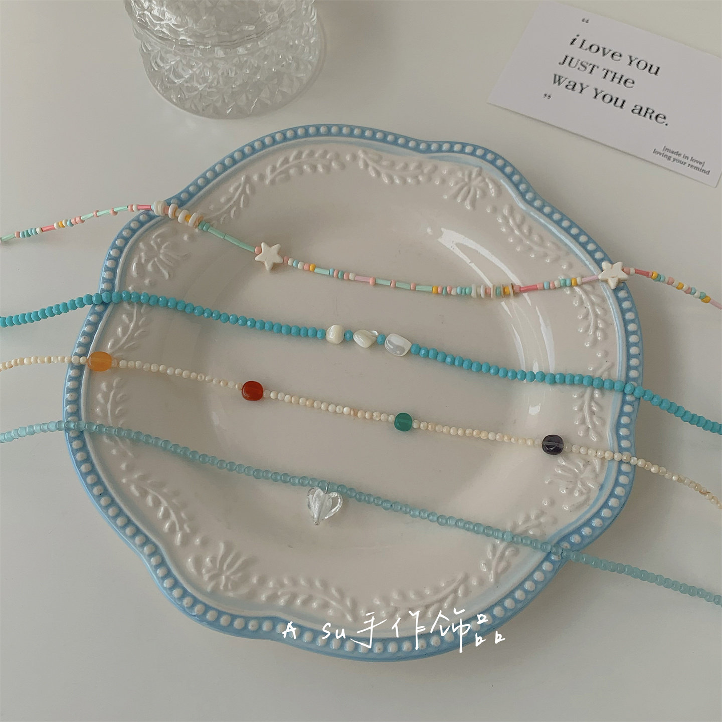 【满25包邮】气质彩色珠子项链女锁骨链2026年春夏新款