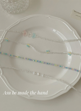 锁骨链女米珠项链圆珠链