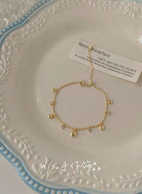 春夏新款金色爱心吊坠手链女