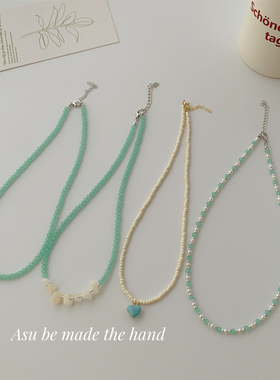 圆珠链串珠锁骨链项链女