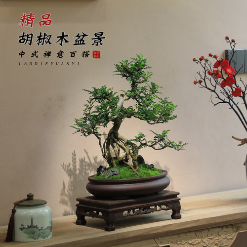 宋氏风禅意植物玄关摆件