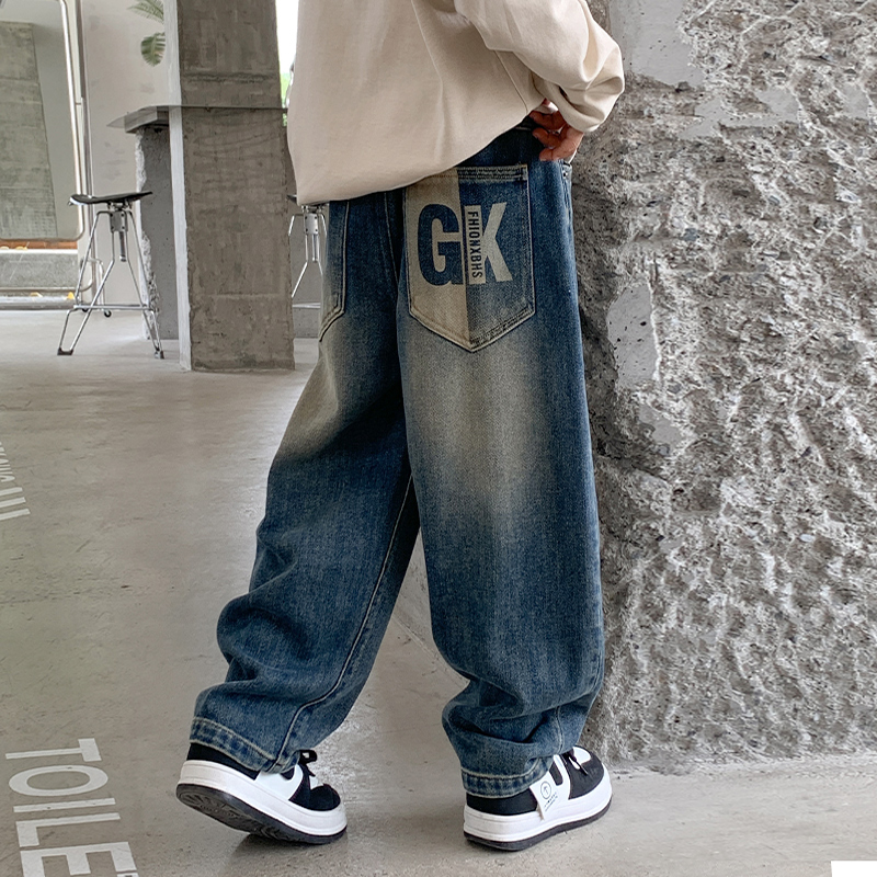 男童秋季牛仔裤2025新款儿童裤子中大童秋装直筒炸街长裤男孩休闲