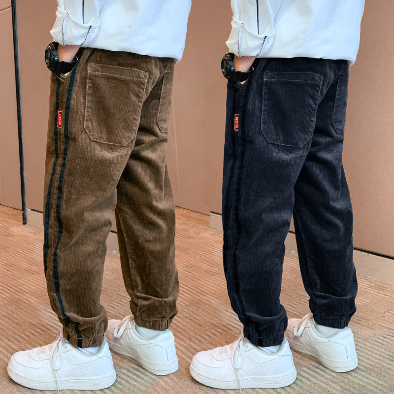 8男大童加绒裤子9儿童新款秋冬潮牌10男孩加厚休闲裤12灯芯绒15岁