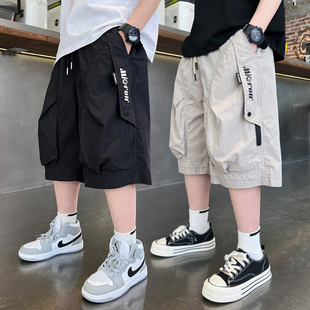 短裤 中大童男孩潮牌宽松痞帅五分裤 儿童夏季 休闲中裤 薄款 男童工装
