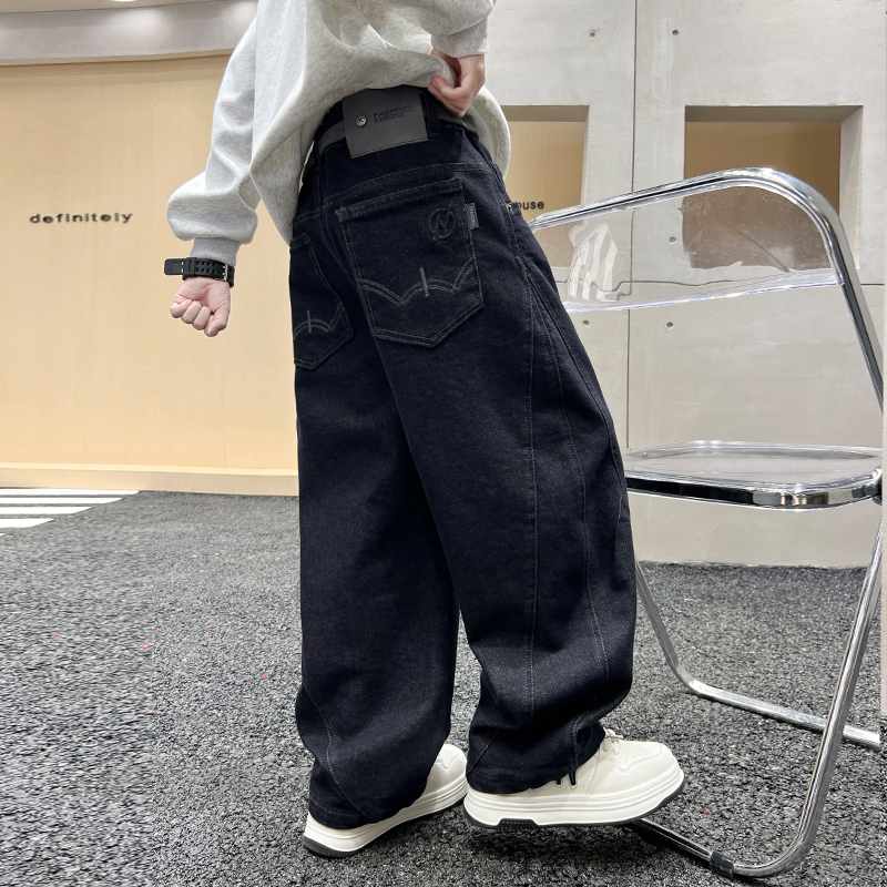 男童裤子儿童春秋新款宽松牛仔裤中大童秋季休闲裤男孩痞帅长裤潮