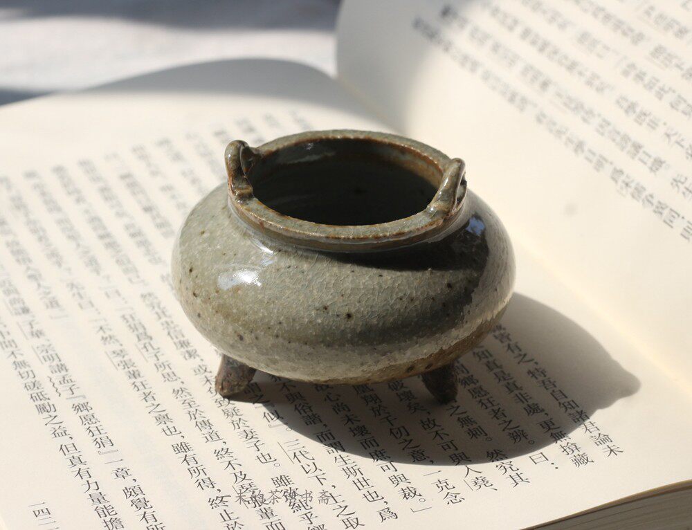 日照香炉生紫烟丨纯手工柴烧小香炉 宣德小小炉草木灰釉 单品实拍