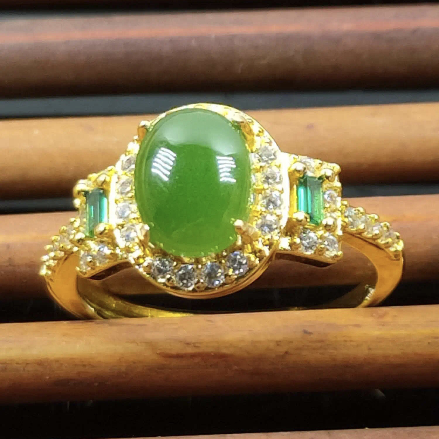 和田玉碧玉活口戒指一枚合金镶嵌高档大气送礼佳品